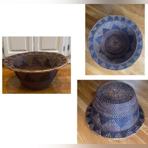 Large Handwoven Rattan Wicker Flare Basket Boho Home Decor